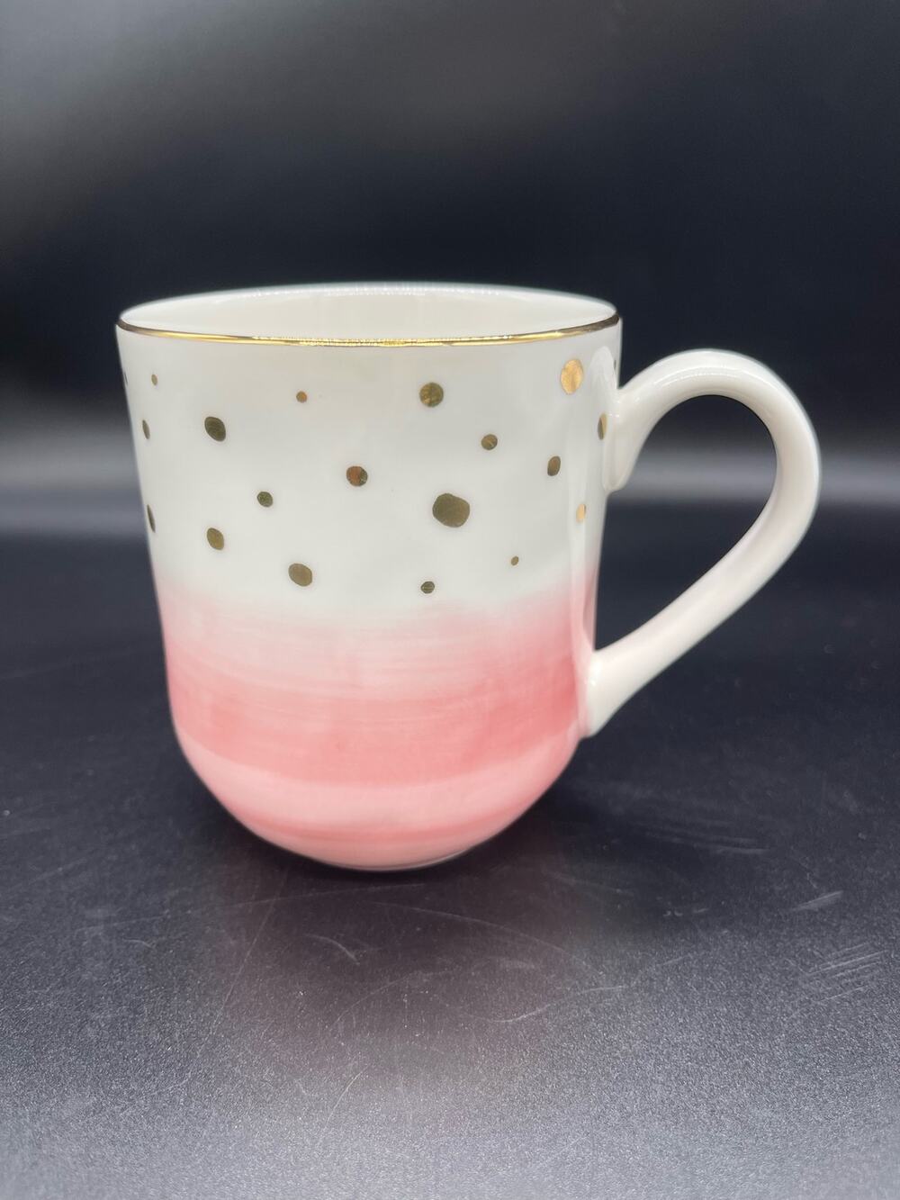 Brynn Pinky Up Ceramic Coffee Mug Pink White & Gold 14 oz